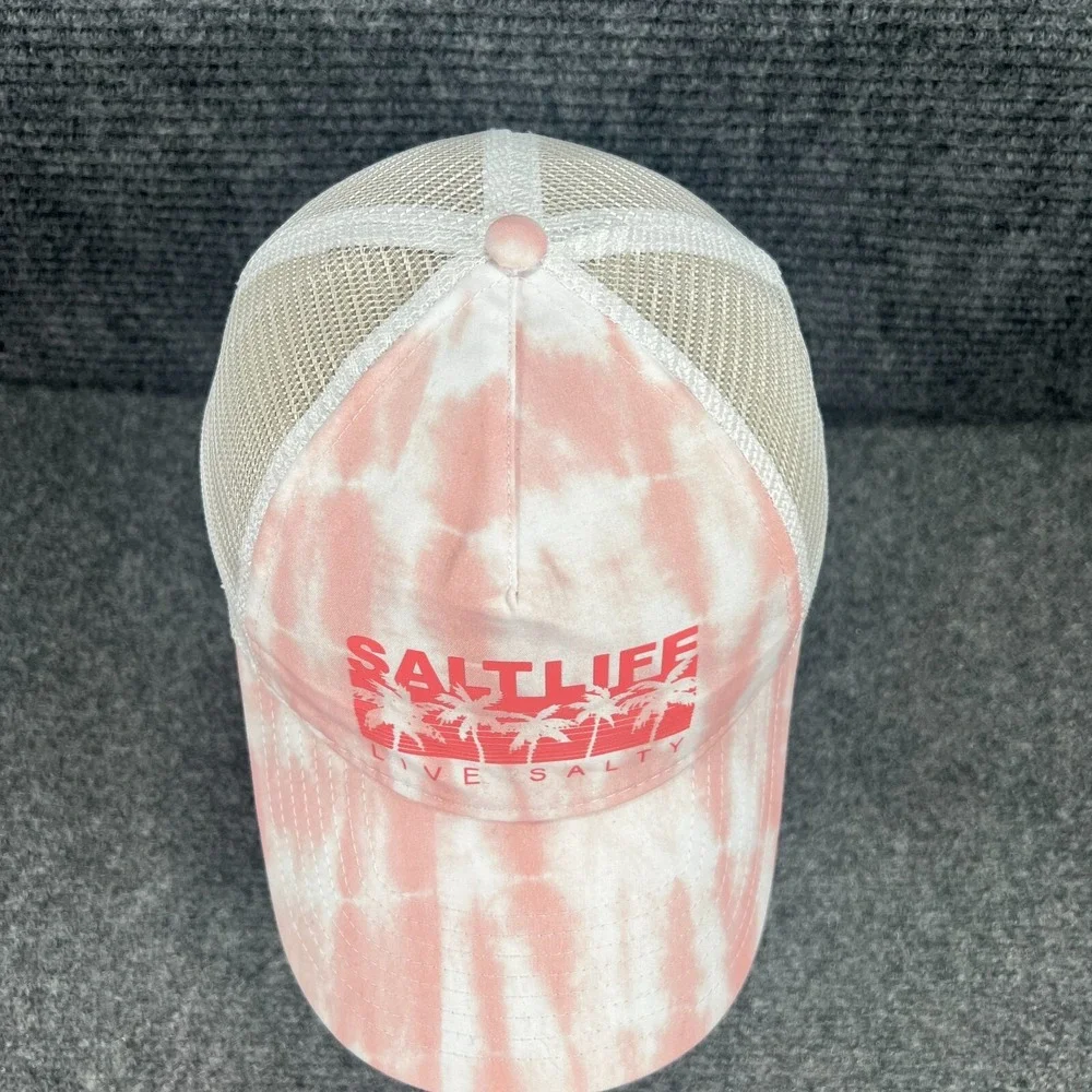 Salt Life Hat Cap Womens Adult White Pink Snap Back Trucker Mesh Live Salty OSFM